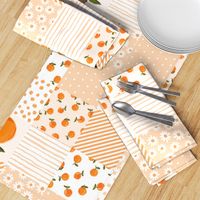 oranges quilt fabric - light peach - cheater quilt, patchwork