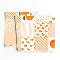 oranges quilt fabric - light peach - cheater quilt, patchwork