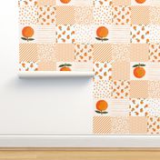 oranges quilt fabric - light peach - cheater quilt, patchwork
