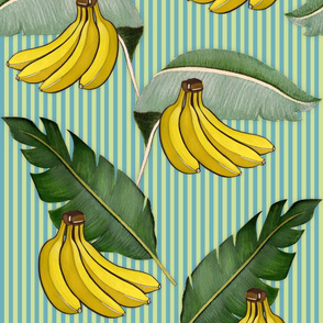 Bananapattern Stripes Blue Large