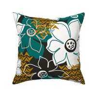 Petals And Pods - Boho Floral - Meadow Black Large Scale