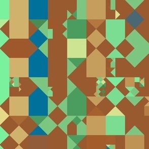Green Brown Blue Mosaic Pattern