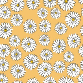 70s daisy fabric - daisies fabric - retro fabric - yellow