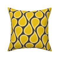 Yellow paisley drops on charcoal background