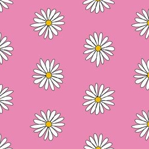 70s daisy fabric - daisies fabric - retro fabric - pink