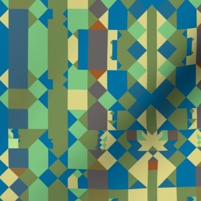 Green Brown Blue Yellow Mosaic Pattern