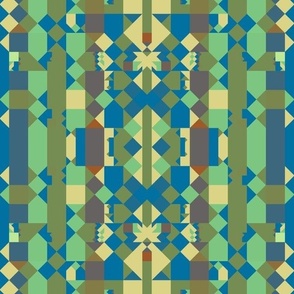 Green Brown Blue Yellow Mosaic Pattern