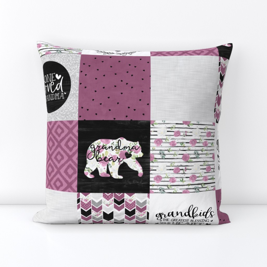 Grandma Bear//Merlot - Wholecloth Cheater Quilt