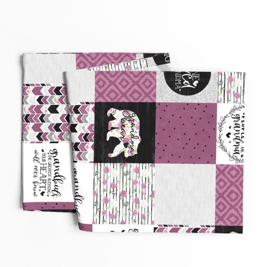 Grandma Bear//Merlot - Wholecloth Cheater Quilt