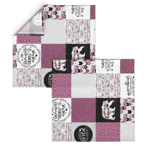 Nana Bear//Merlot - Wholecloth Cheater Quilt Rotated