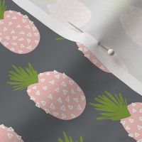 Pineapples Pink on Gray