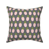 Pineapples Pink on Gray