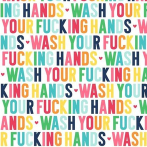 wash your fucking hands rainbow with navy UPPERcase