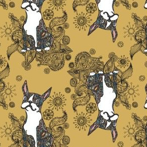 Boston Terrier Topsy Turvy Mustard