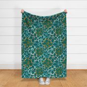 Bouquet - Boho Floral Meadow Teal Large Scale