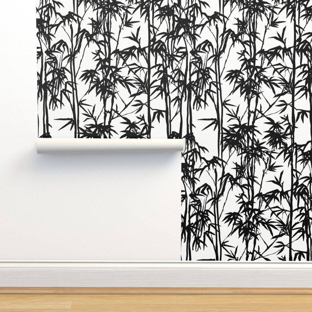 BLACK AND WHITE BAMBOO Wallpaper | Spoonflower
