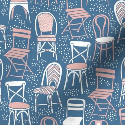 Cafe Chairs - blue and pink