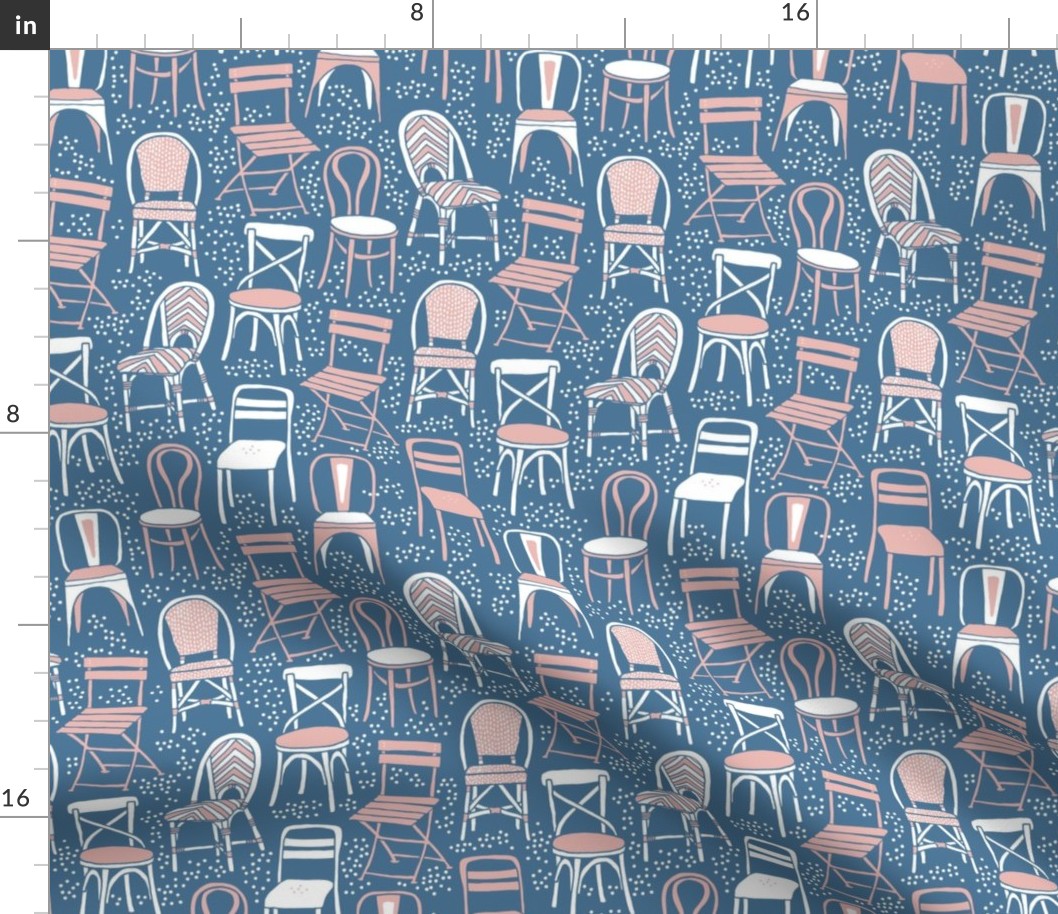 Cafe Chairs - blue and pink