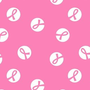 pink ribbons white polka dot on pink