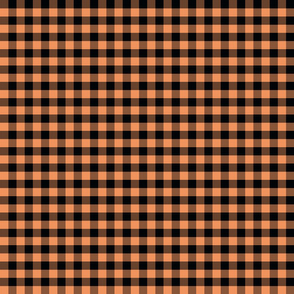 Country persimmon and black 1x1 inch plaid