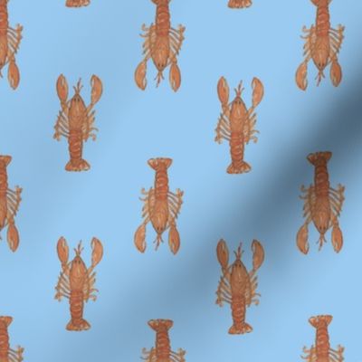 Red Lobsters Staggered on Blue
