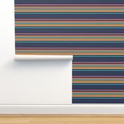 Orange Pink Turquoise and Yellow Stripes on Navy