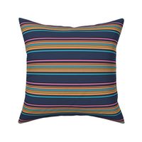 Orange Pink Turquoise and Yellow Stripes on Navy