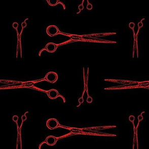 Hair Cutting Shears in Red with Black Background (Large Scale)