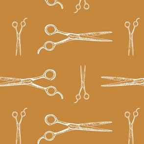 Hair Cutting Shears in White with Gold Background (Large Scale)