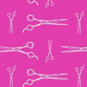 Hair Cutting Shears in White with Hot Pink Background (Large Scale)