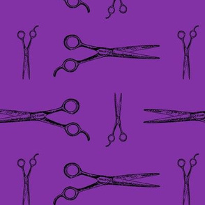 Hair Cutting Shears in Black with Purple Background (Large Scale)