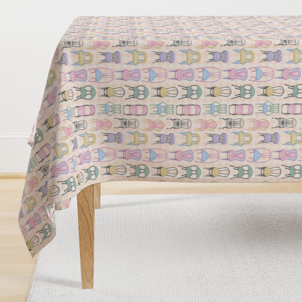 Pastel Cafe Chairs on Gingham