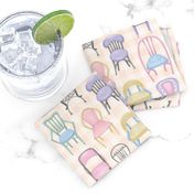 Pastel Cafe Chairs on Gingham