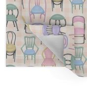 Pastel Cafe Chairs on Gingham