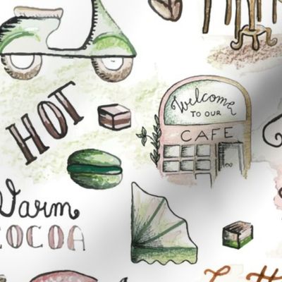 Cafe vintage seamless pattern