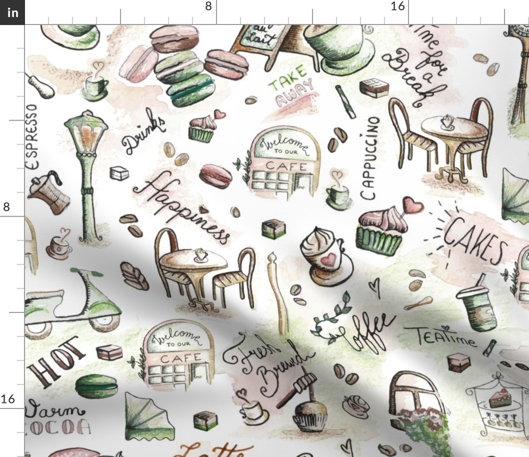 Cafe vintage seamless pattern