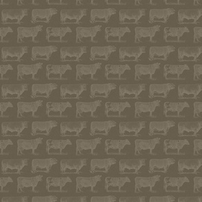 Country Cows in Vintage Brown Colors (Small Scale)