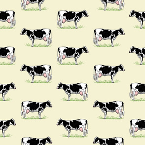 Holstein Cows in Color on Beige Background (Large Scale)