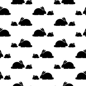 Bunny Silhouettes Black & White (Large Scale)