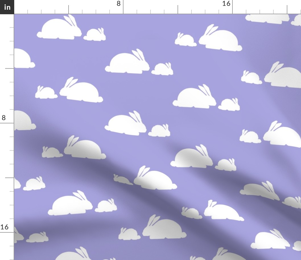Bunny Silhouettes White on Baby Purple (Large Scale)