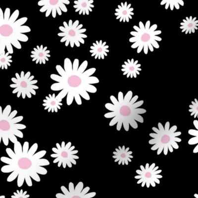Little daisies summer garden boho poppy flowers cute nursery baby girls black white pink