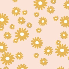 Little daisies summer garden boho poppy flowers cute nursery baby girls pale peach nude yellow