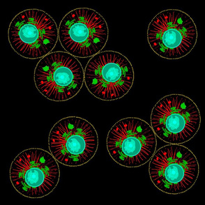 Fluorescent cells under microscope 2  _ Amake Adedoyin