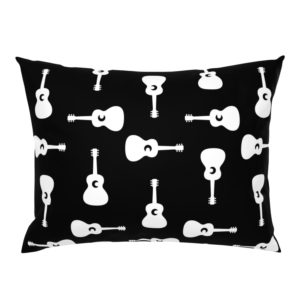 Decorative Acoustic Guitars Music Pattern with Black Background