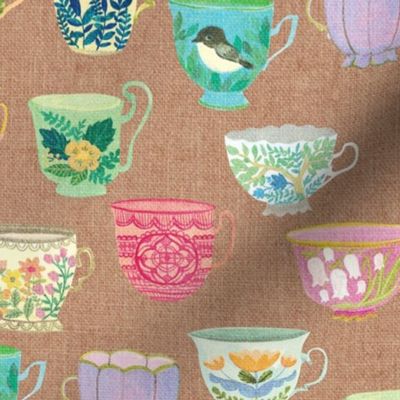 Vintage Tea Cups {Linen} - large