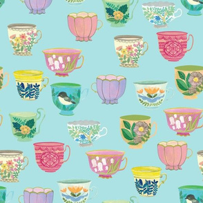 Vintage Tea Cups {Soft Blue}