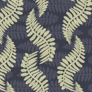 Wavy Fern Dance -  Tan and Navy 