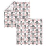 (1.5" small scale)  farm life wholecloth - woodgrain - pink and grey farm fabrics  C20BS