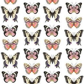 painted pink and yellow butterflies fabric