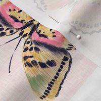 butterfly cheater quilt - pink and yellow butterflies, girls room
